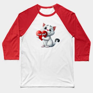 Cat with Luv you! Heart - funny illustration for cat lovers Baseball T-Shirt